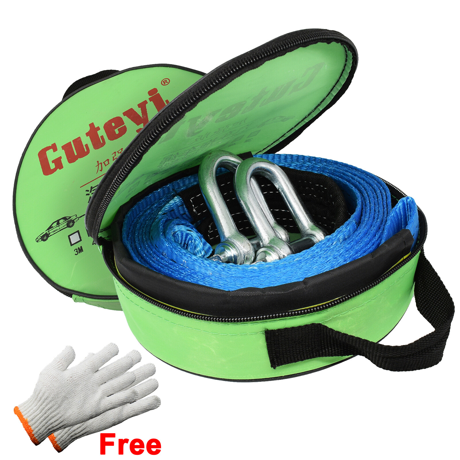 16' 8 Tons Heavy Duty Winch Tow Strap Towing Rope Road Recovery Emergency Tool