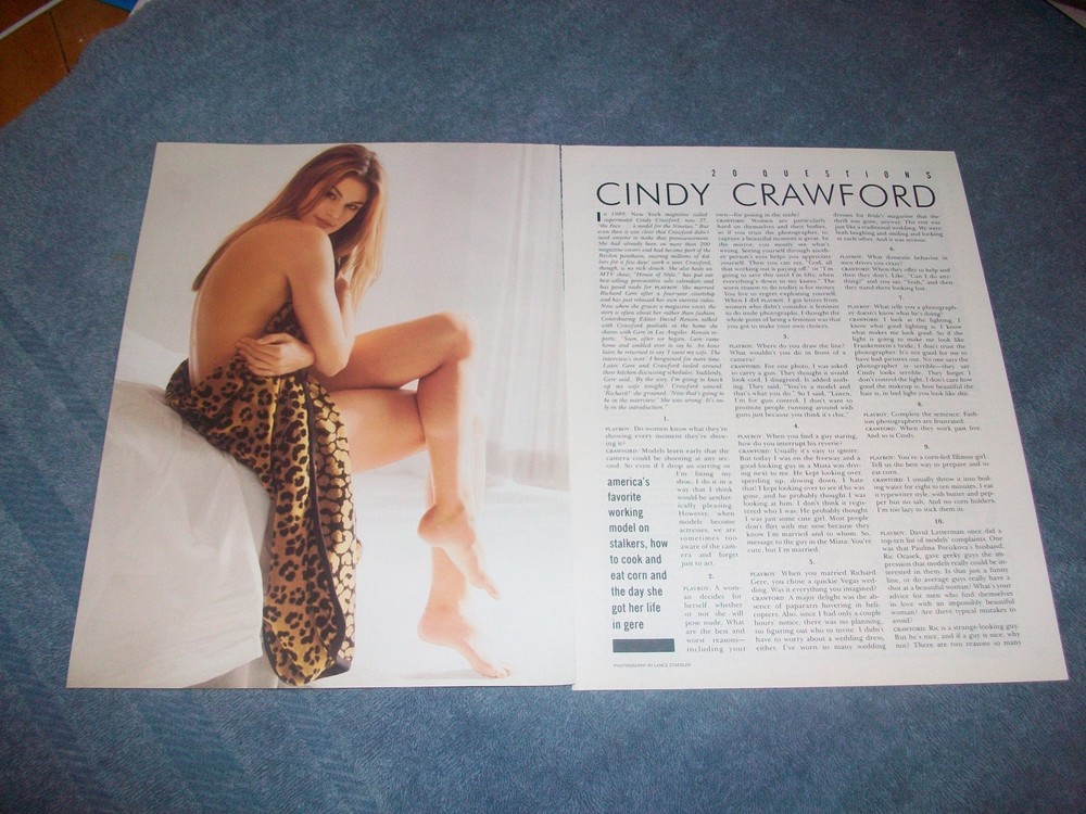 Actress and Model Cindy Crawford 20 Question Interview Article 1993