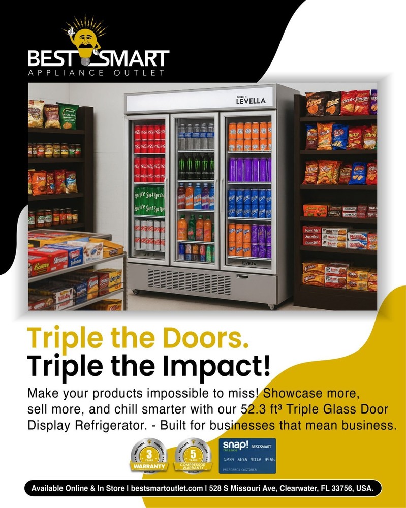52.3 ft³ Triple Glass Door Display Refrigerator