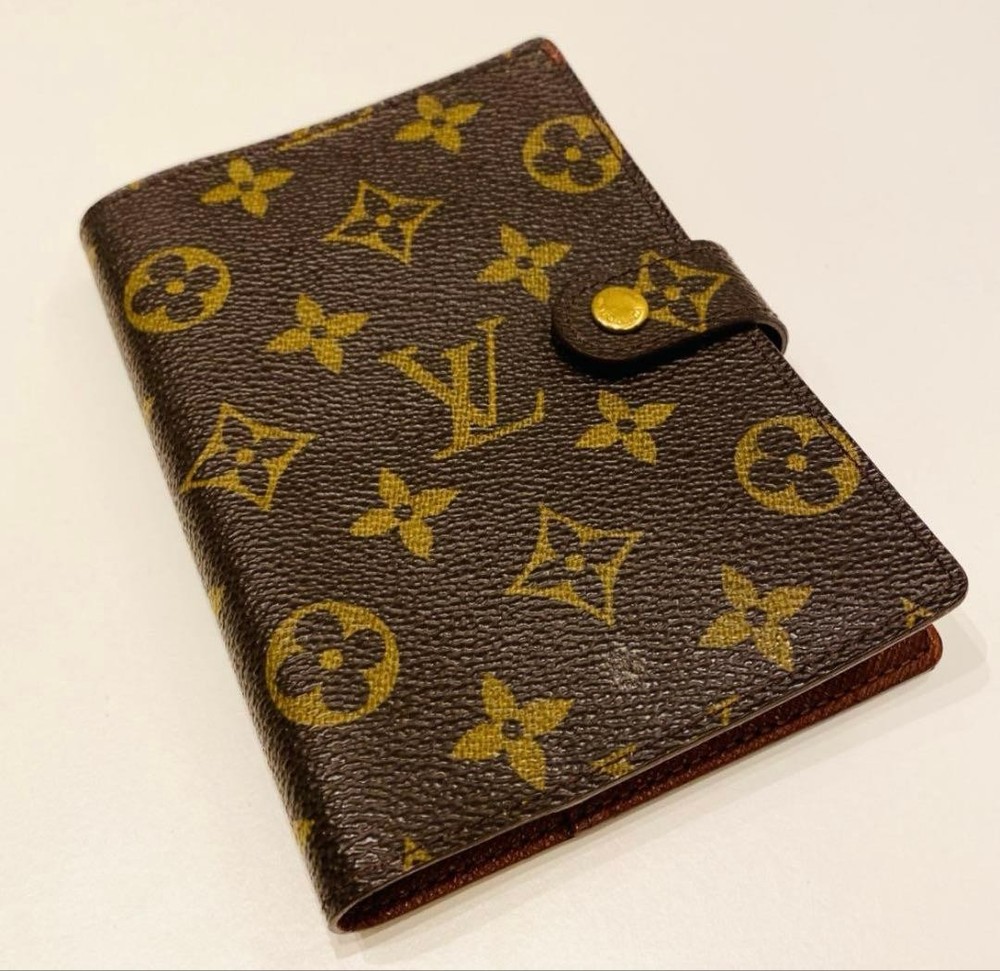 Louis Vuitton Monogram 6 Ring Notebook Cover Brown Leather Authentic
