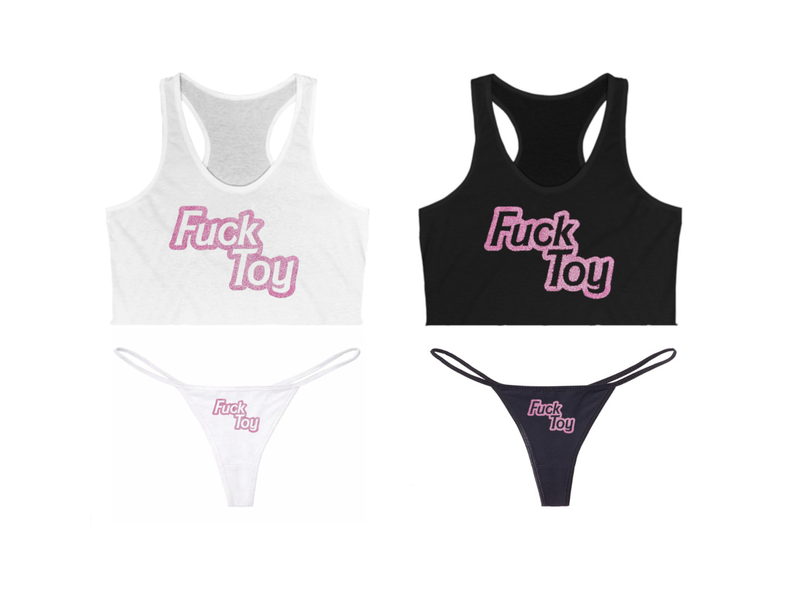 Fk Toy Lingerie Glitter Bimbo Slut Crop Top G-String Panties Sexy Fetishwear