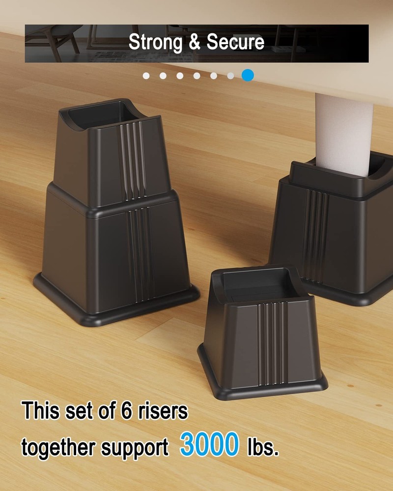 Bed Furniture Risers Elevation in Height 3" Heavy Duty Risers for Both Posts ...