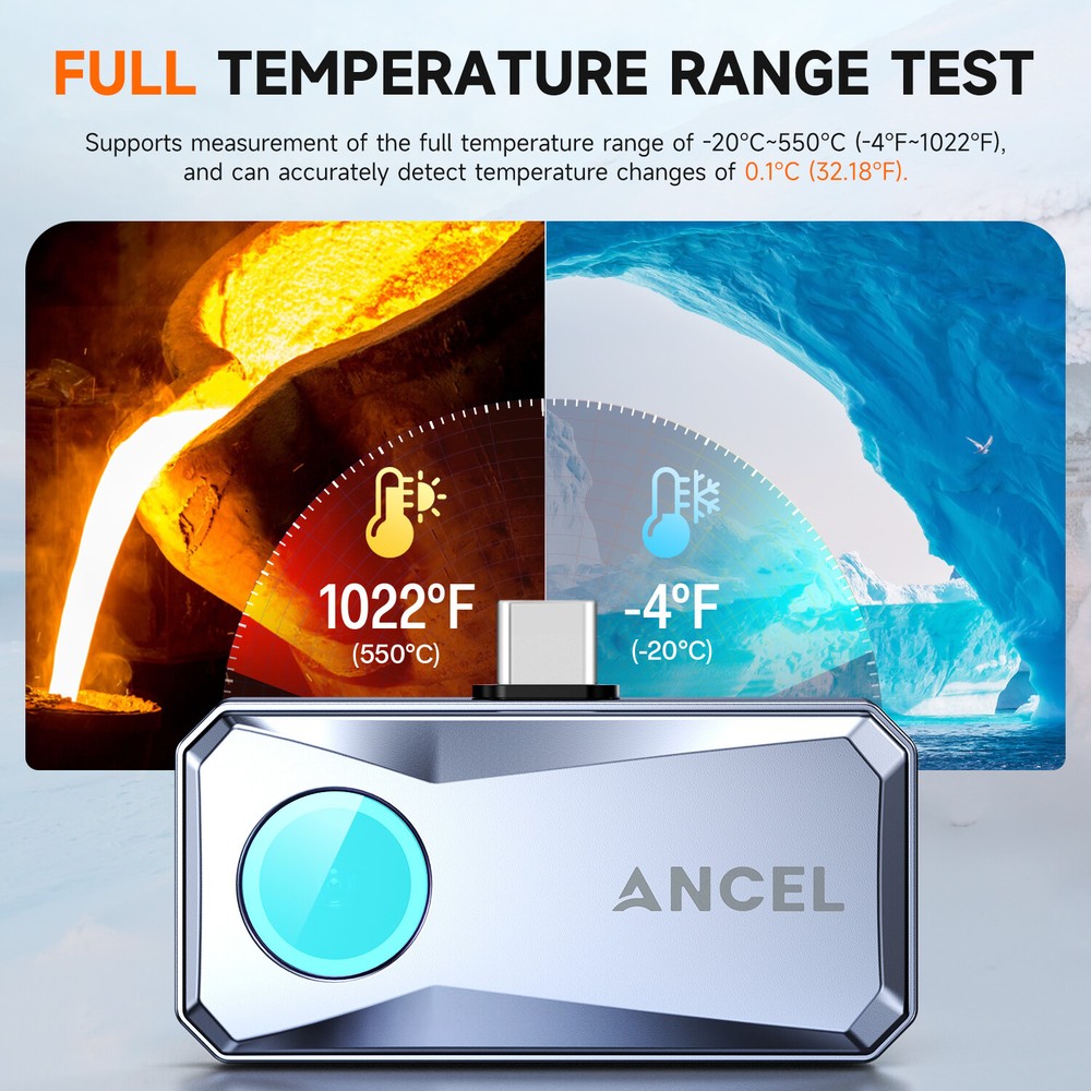 ANCEL 256x192 IR Resolution Infrared Thermal Imaging Camera for Android Type C