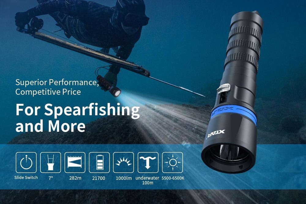 XTAR DS1 1000 Lumen Diving Flashlight FULL SET + FREE SILICON GREASE