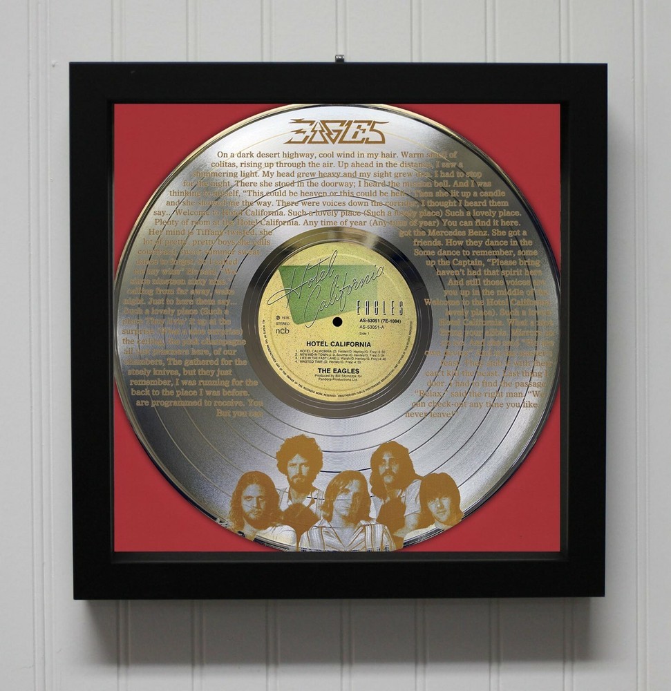 Eagles - Hotel California Framed Silver Etched LP Shadowbox