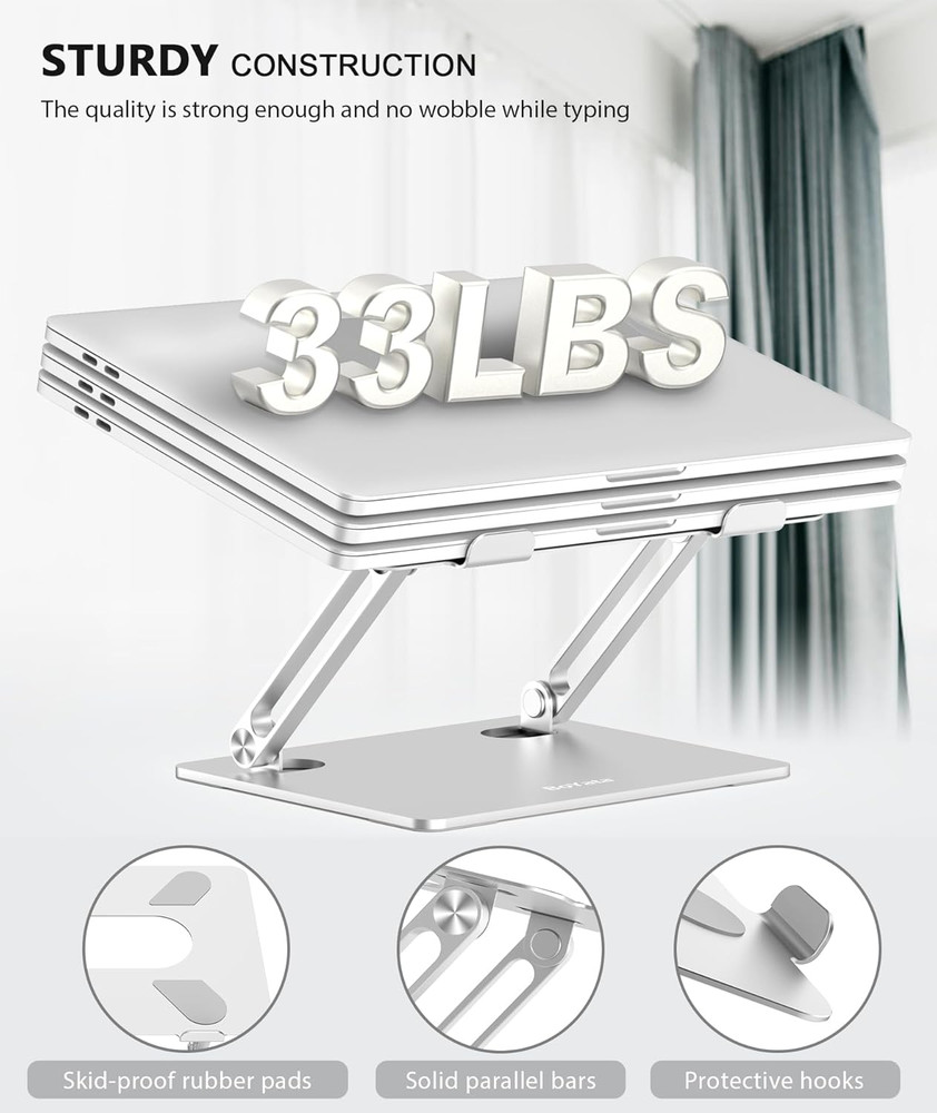 Laptop Stand, Adjustable Multi-Angle Laptop Holder, Compatible for Laptops up to