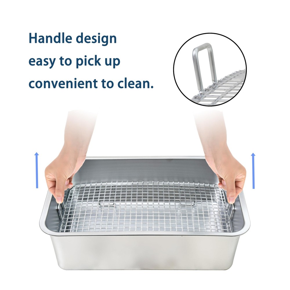 Large Stainless Steel Rabbit Litter Box with Widened Grid and Deep Storage