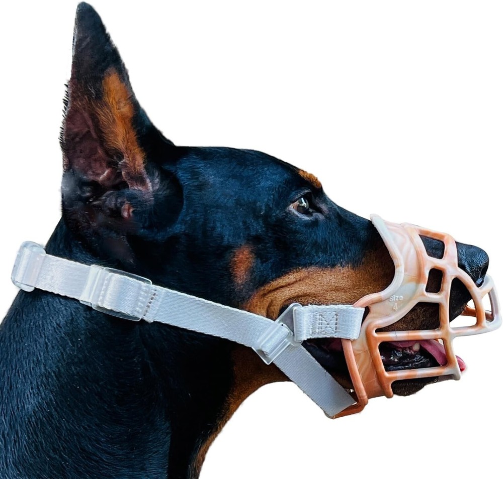 Royal Claws Dog Muzzle Basket Anti Biting Chewing Cage Muzzle, Orange, Size 4