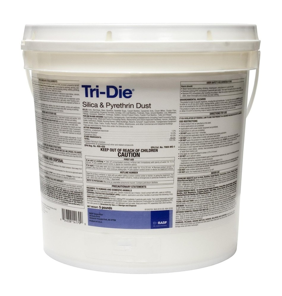 PT Tri-Die Silica Pyrethrin Dust For Insect Control 5 lb Pail by BASF