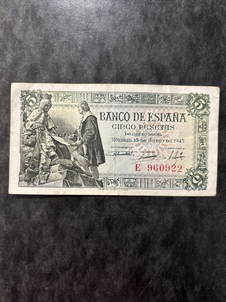 Banco De Espana 5 Pesetas 1945