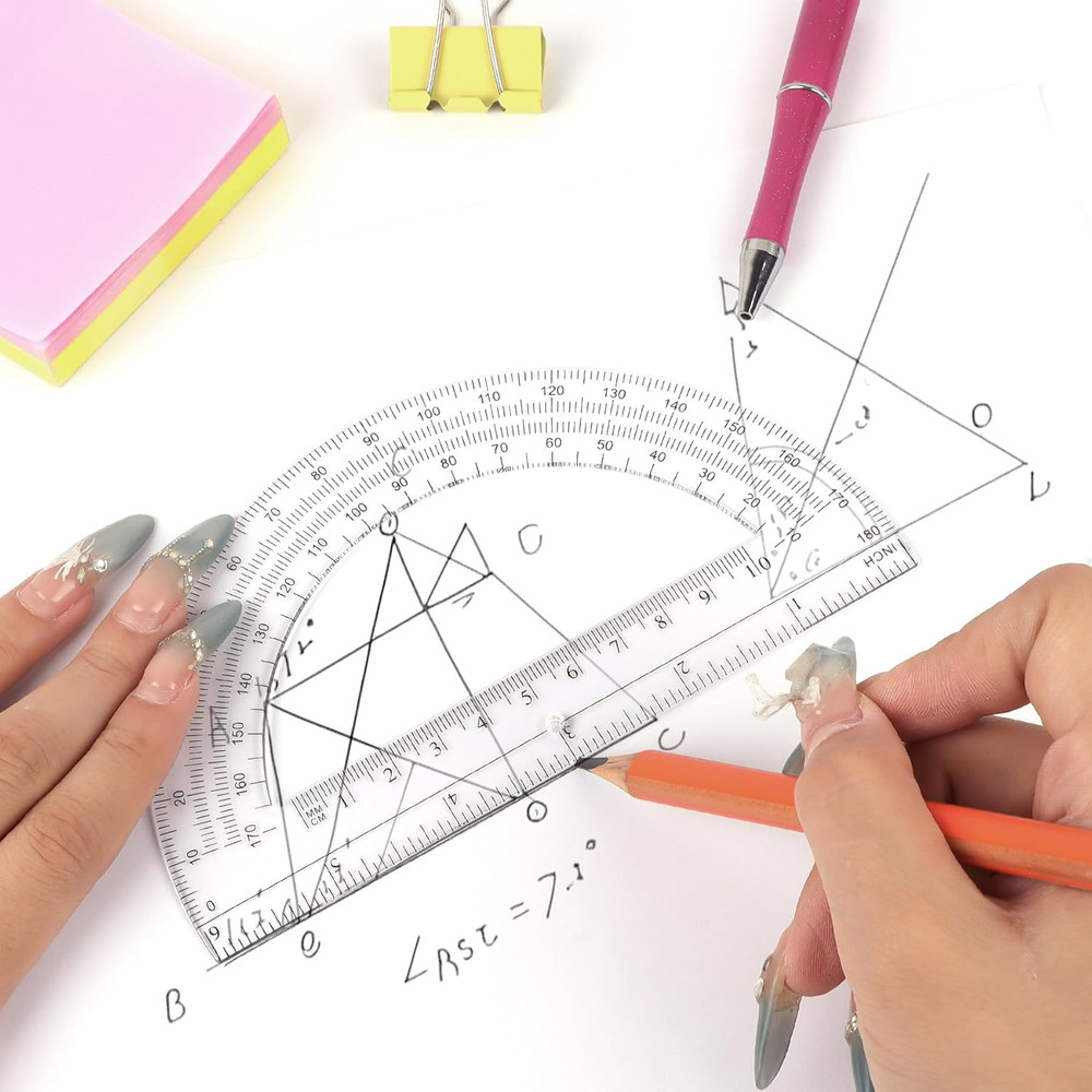 Plastic Protractor Math Protractors 180 Degrees for Geometry Classroom Student S