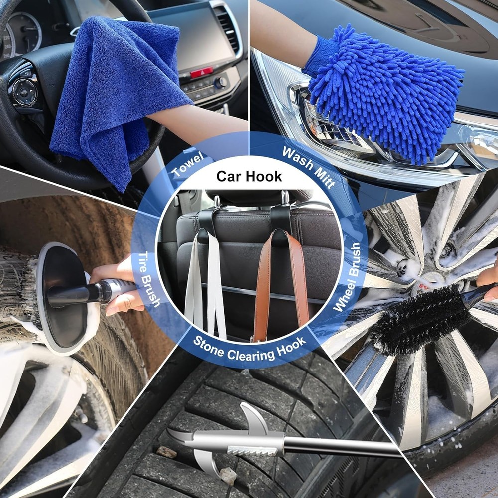 Comprehensive 42-Piece Car Detailing Kit - Interior & Exterior Cleaning Tools