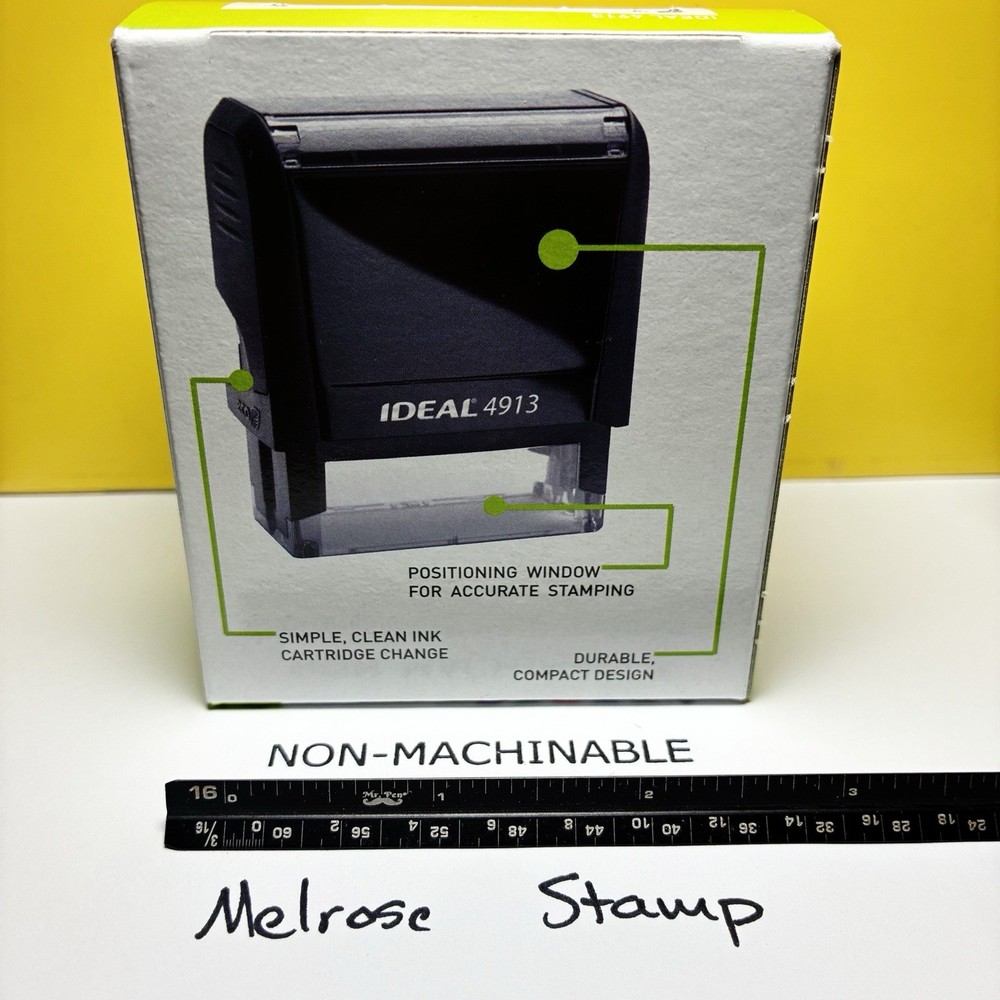 Nonmachinable Rubber Stamp Black Ink Self Inking Ideal 4913