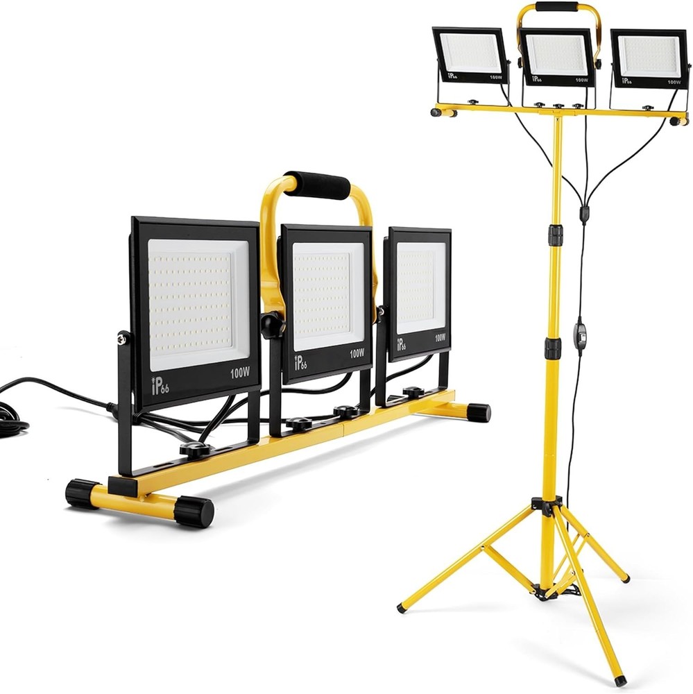 30000 Lumen Work Lights with Stand, 3 Adjustable Head LED Work Light, with Ad...