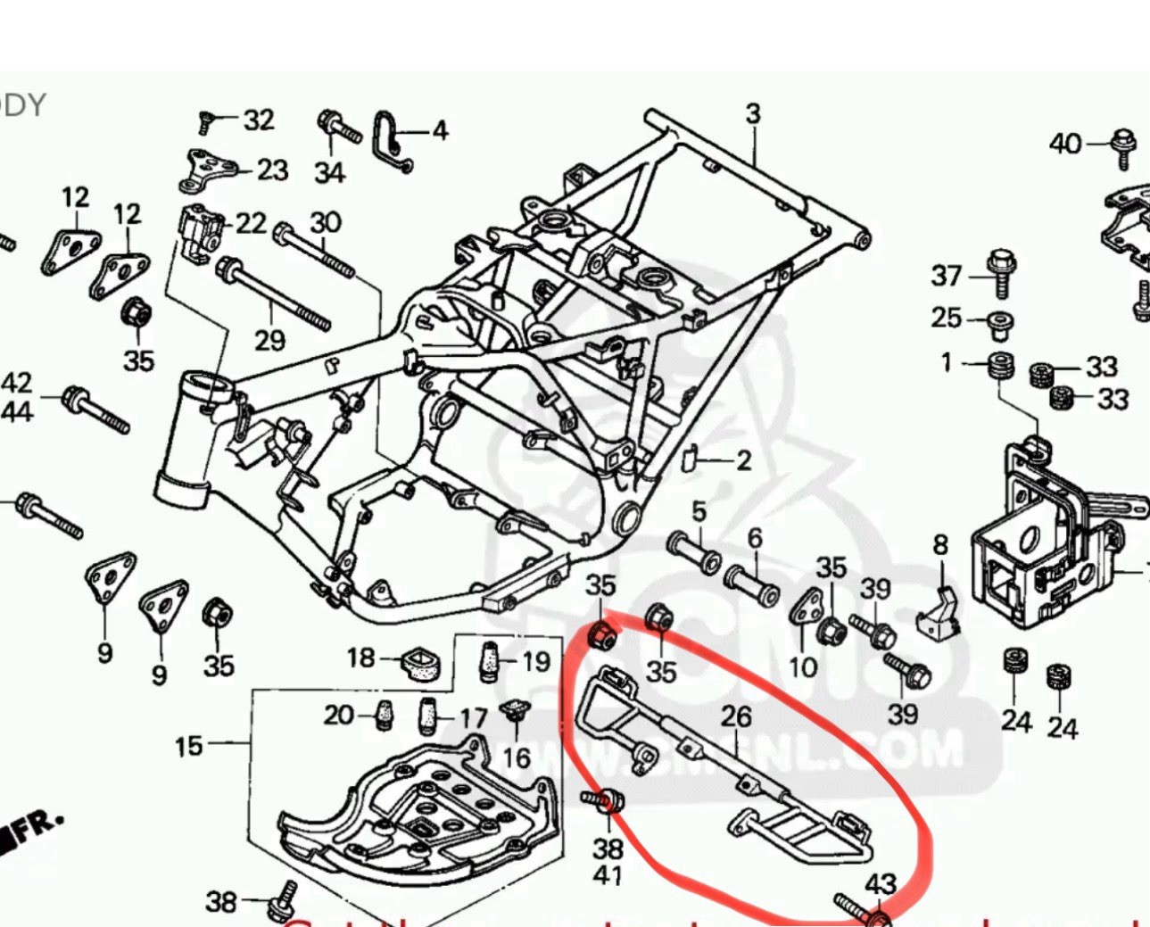 HONDA BIG RED 250 250ES HEEL GUARD FOOT REST 85-88 HONDA BIG RED