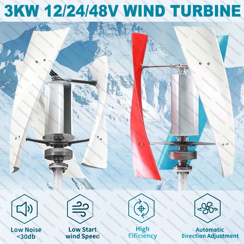 3000W 12V 24V 48V 3-Phase Vertical Wind Turbine Generator Controller Windmill