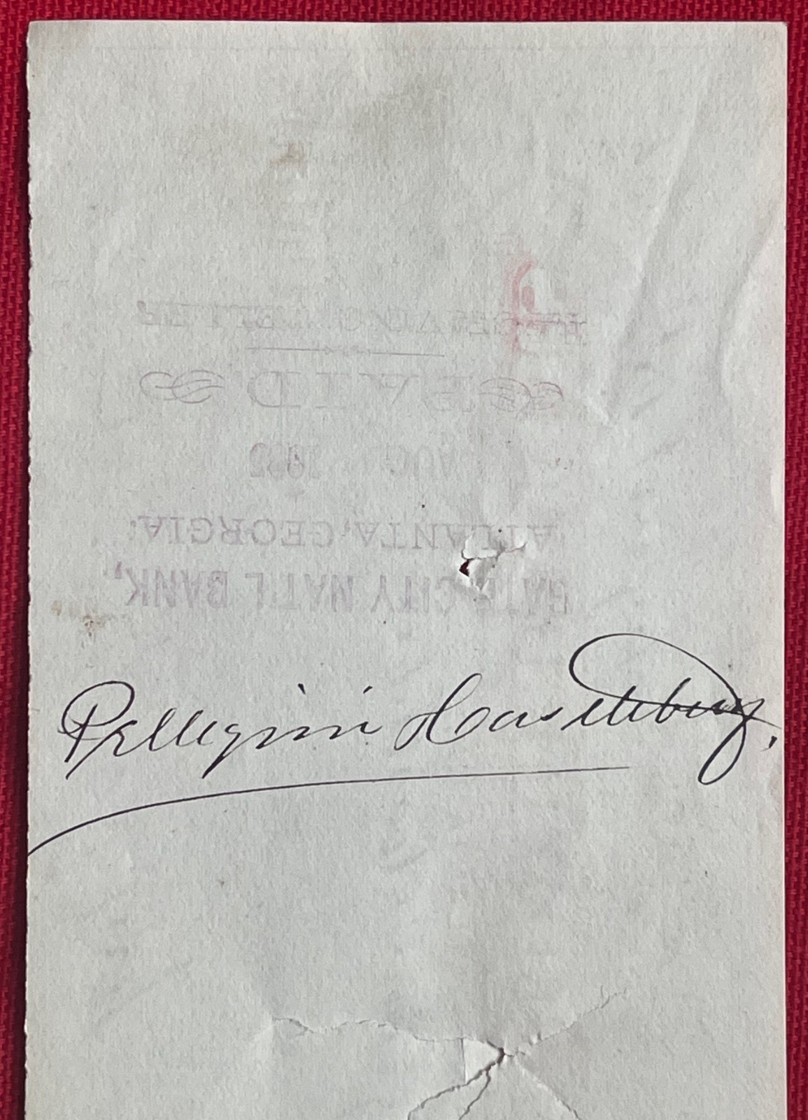 Civil War, Georgia Governor Joseph E. Brown, Personal Check Signed, Rare