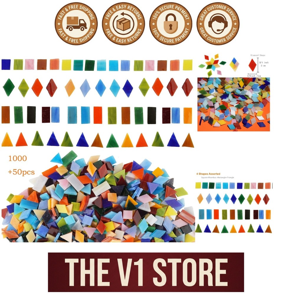Colorful 1050-Piece Mosaic Tile Set - Diamond, Triangle, Square & Rectangle