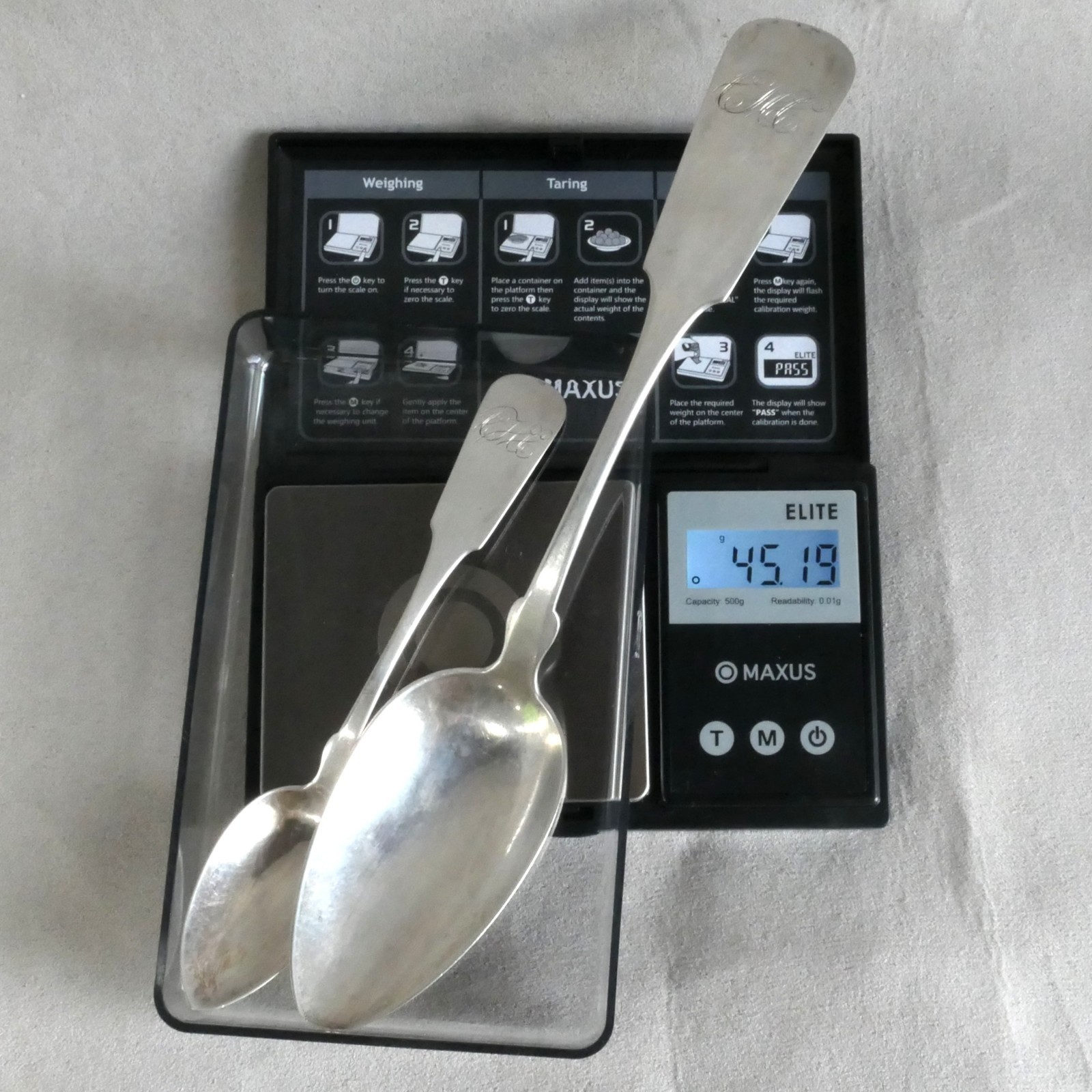 Two American Coin Silver Spoons FARRINGTON & HUNNEWELL  Boston MA : 45.1g