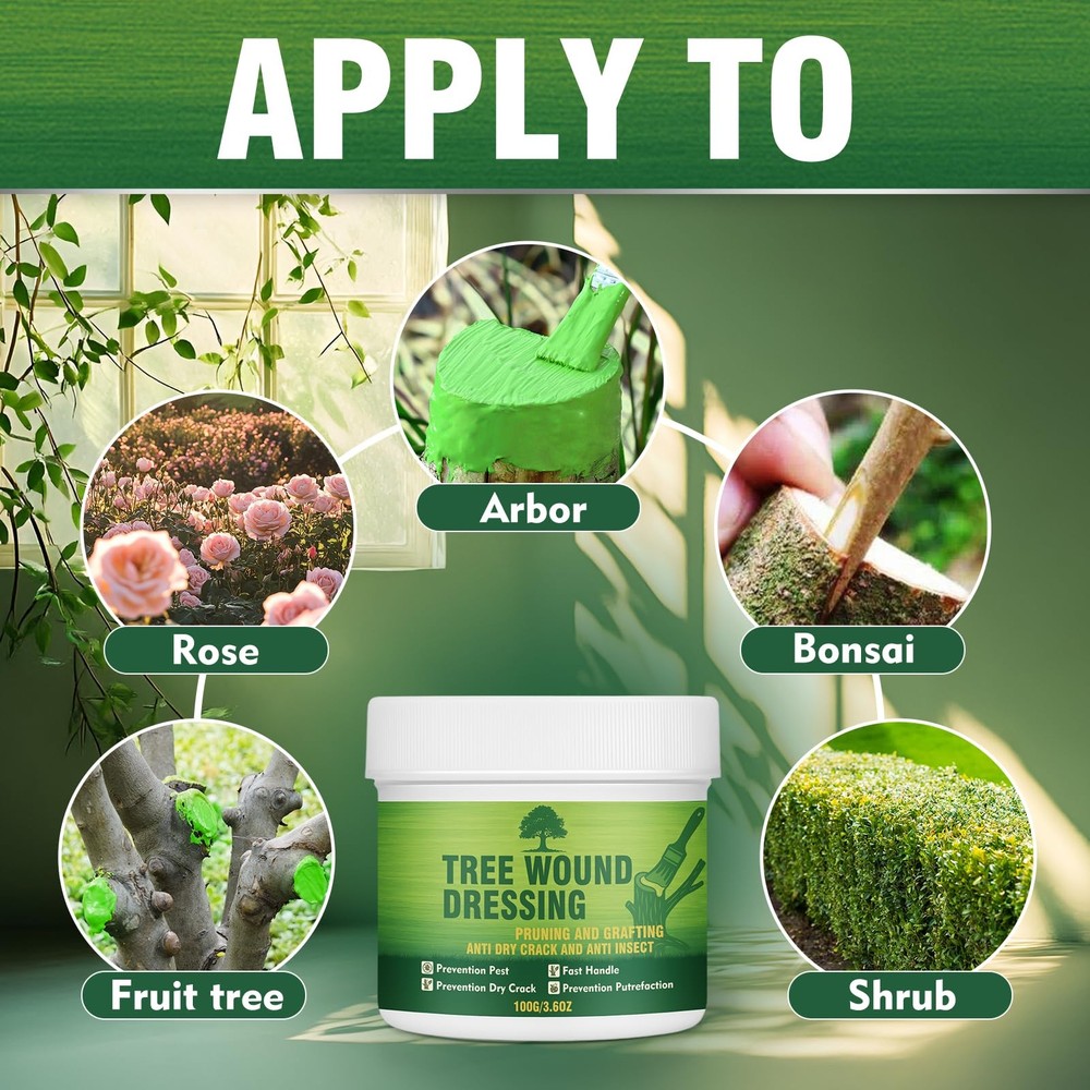Tree Wound Sealer, Organic Pruning Dressing Paste & Grafting Compound, Green