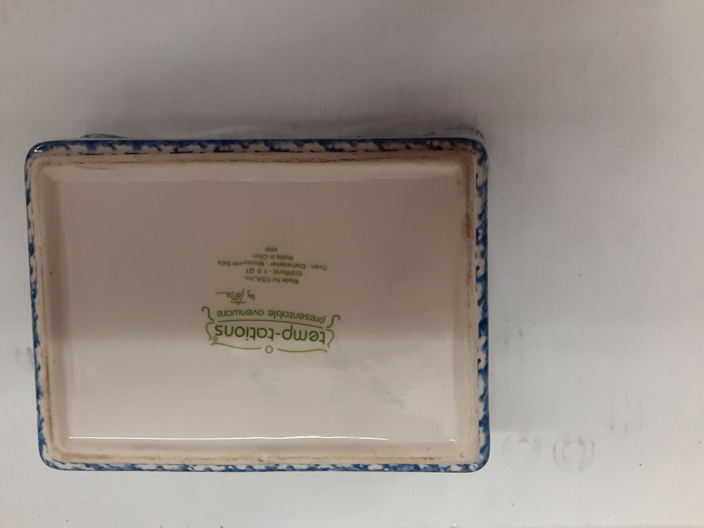 Temptations Old World Blue 1 Qt Ruffled 7" X 5" Baking Dish
