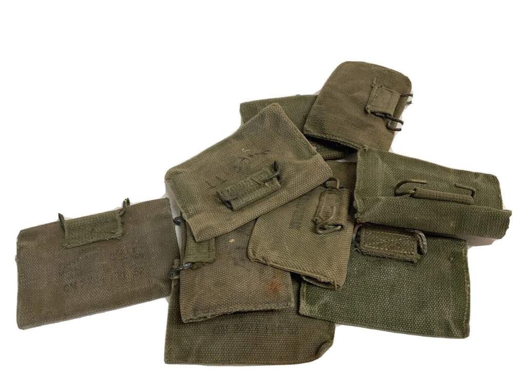 VINTAGE WWII MEDICAL POUCHES GREEN WARTIME DATES