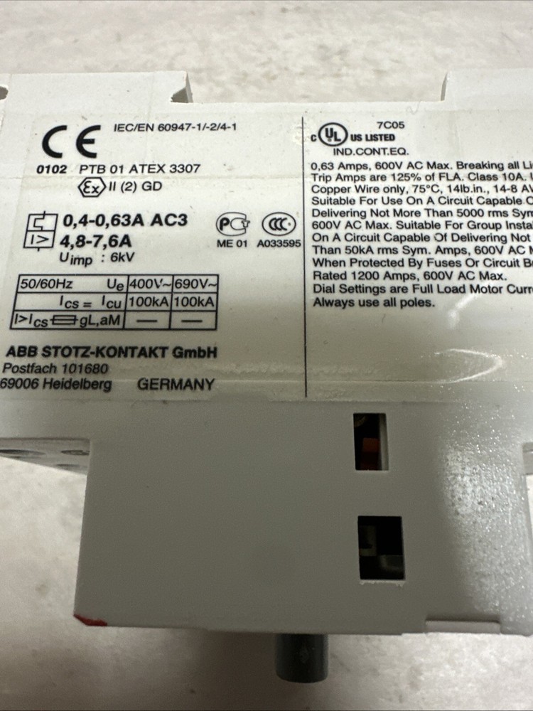 ABB,MS325-0.63,Manual Motor Starter