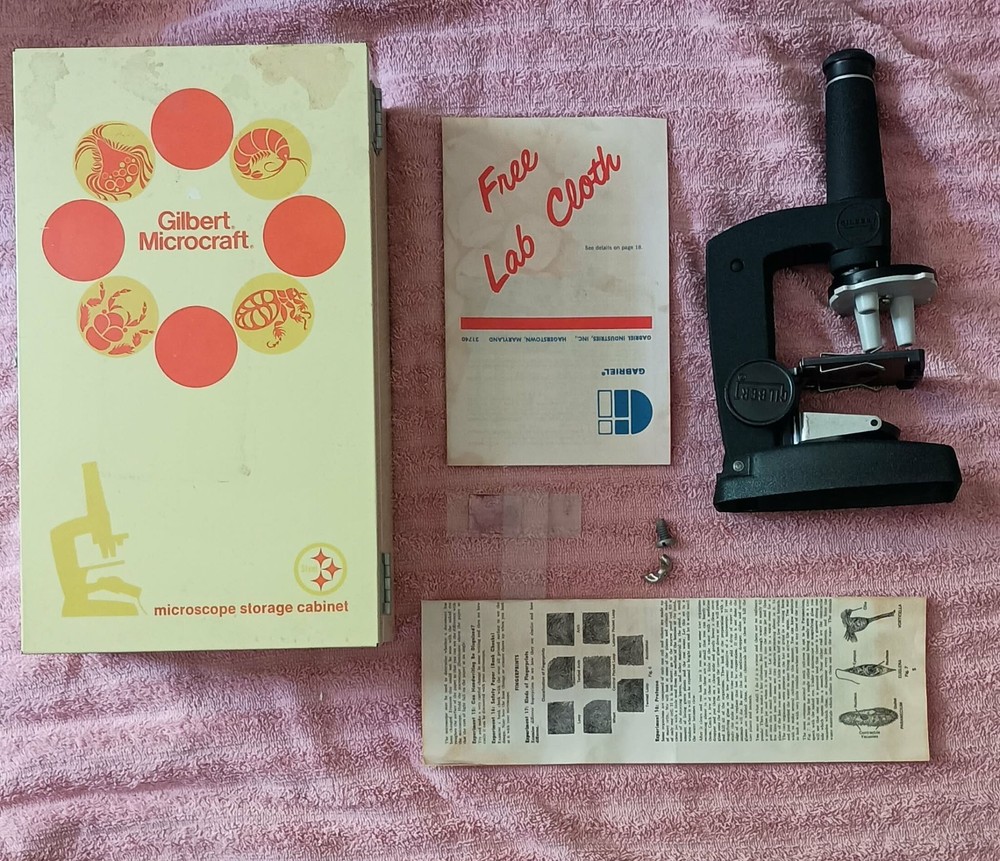 Vintage Gilbert Microcraft Microscope Set W/Metal Case-Milben Slide Making Set
