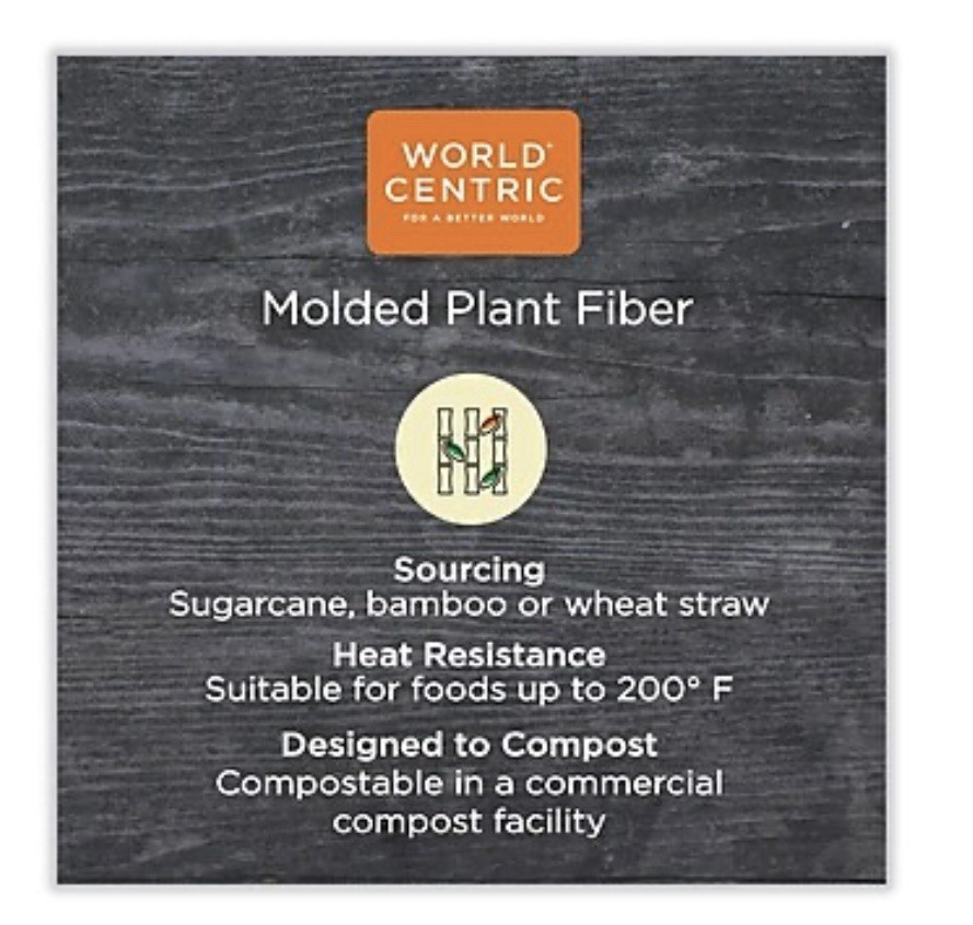 To-go Boxes, 9” x 6” x 3” Compostable, World Centric, Case 500 Ct