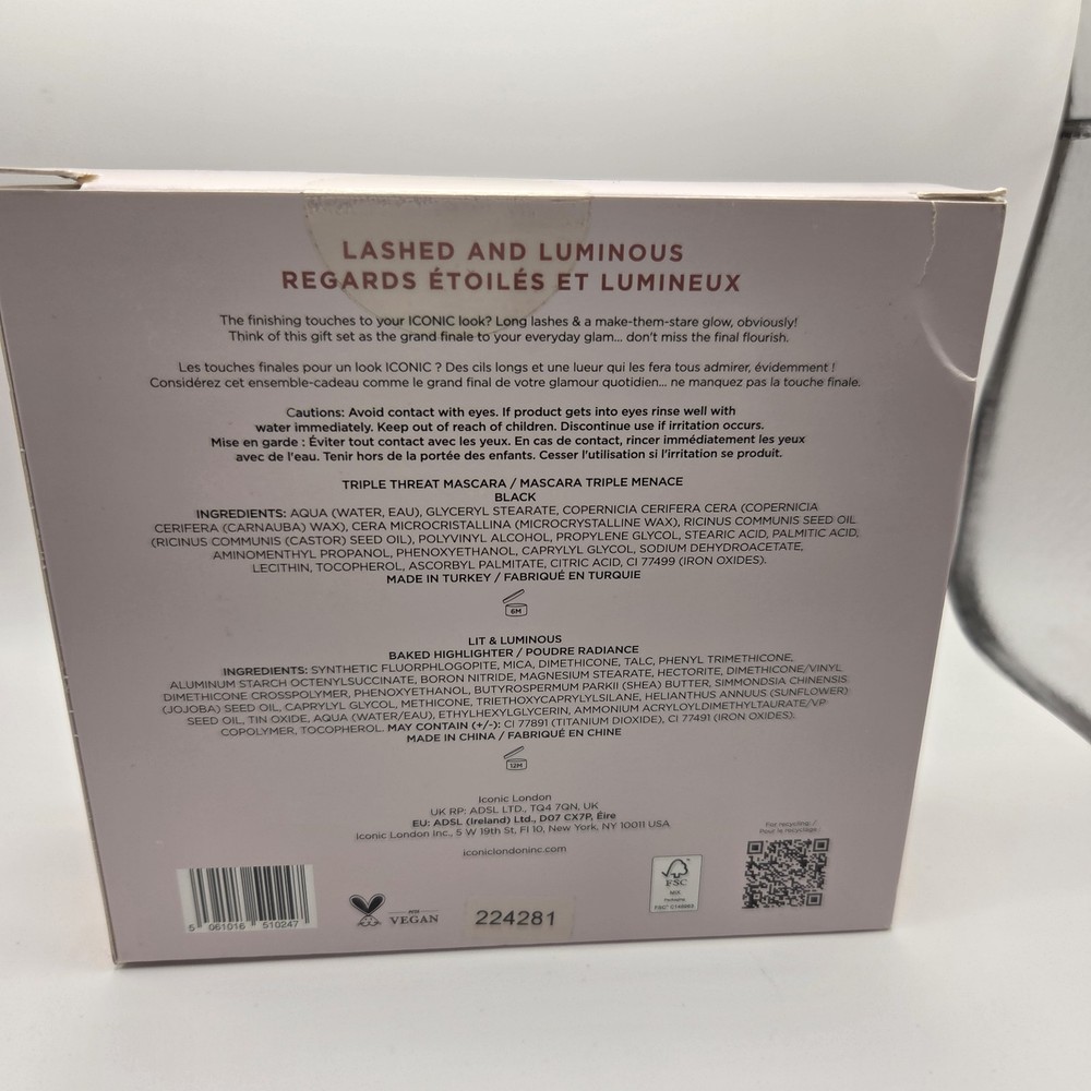NIB ICONIC LONDON Lashed and Luminous 2 PC Makeup Gift Set