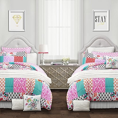 Brookdale Comforter - Colorful Patchwork Pattern Reversible 5 Piece Full/Queen
