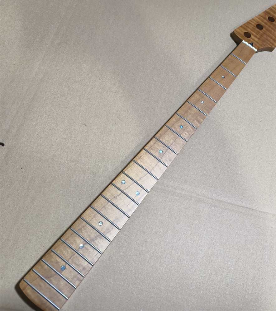 21 fret 4 string J BASS Roasted flame Maple guitar neck 34inch replace