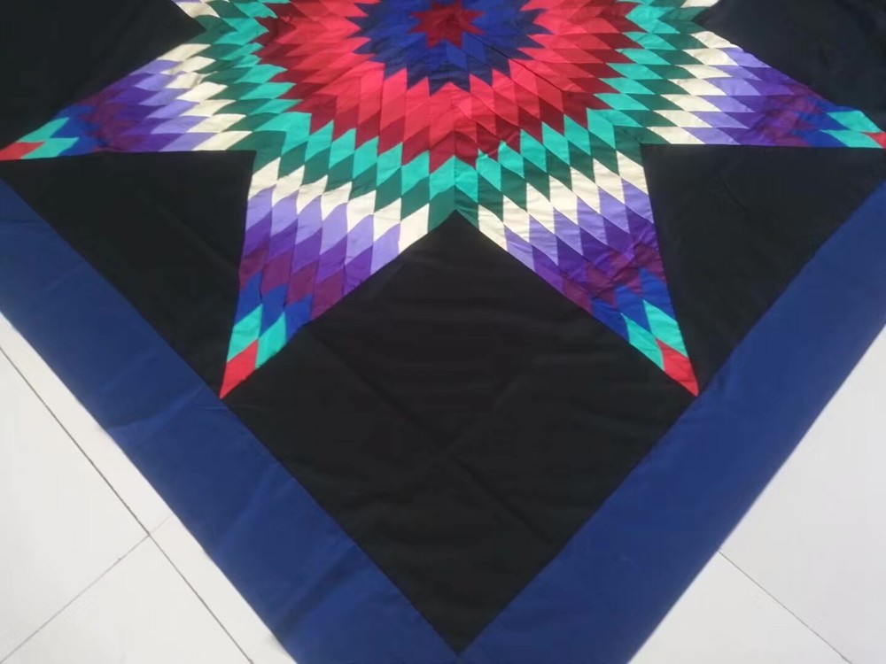 Machine pieced Star Queen Size Quilt top#J-169B
