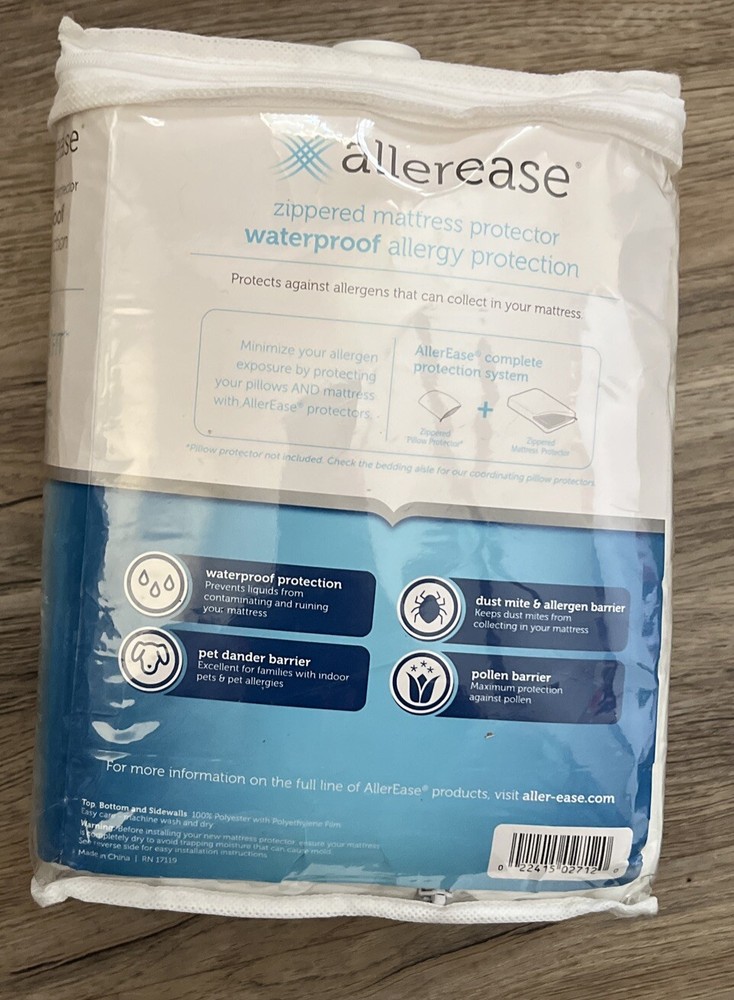 Allerease Full Size Zippered Allergy Mattress Protector Waterproof Slightly Torn