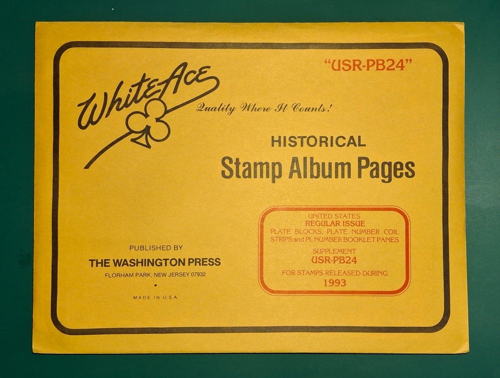 White Ace Stamp Album Supplement - Regular Issue Plate Blocks - 1993  USR-PB24