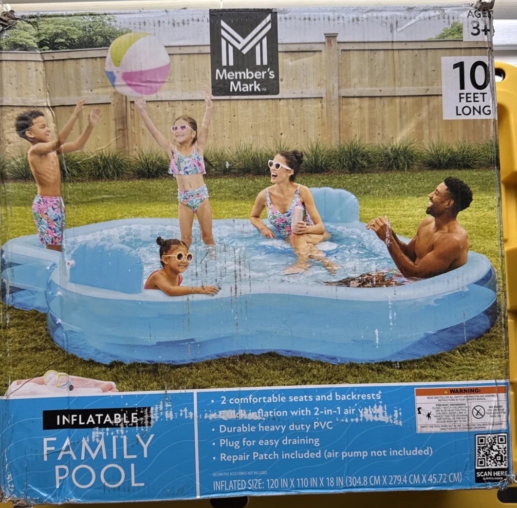 Member's Mark 2-Seater Inflatable Family Pool, 10-Feet Long, Quick-Inflate
