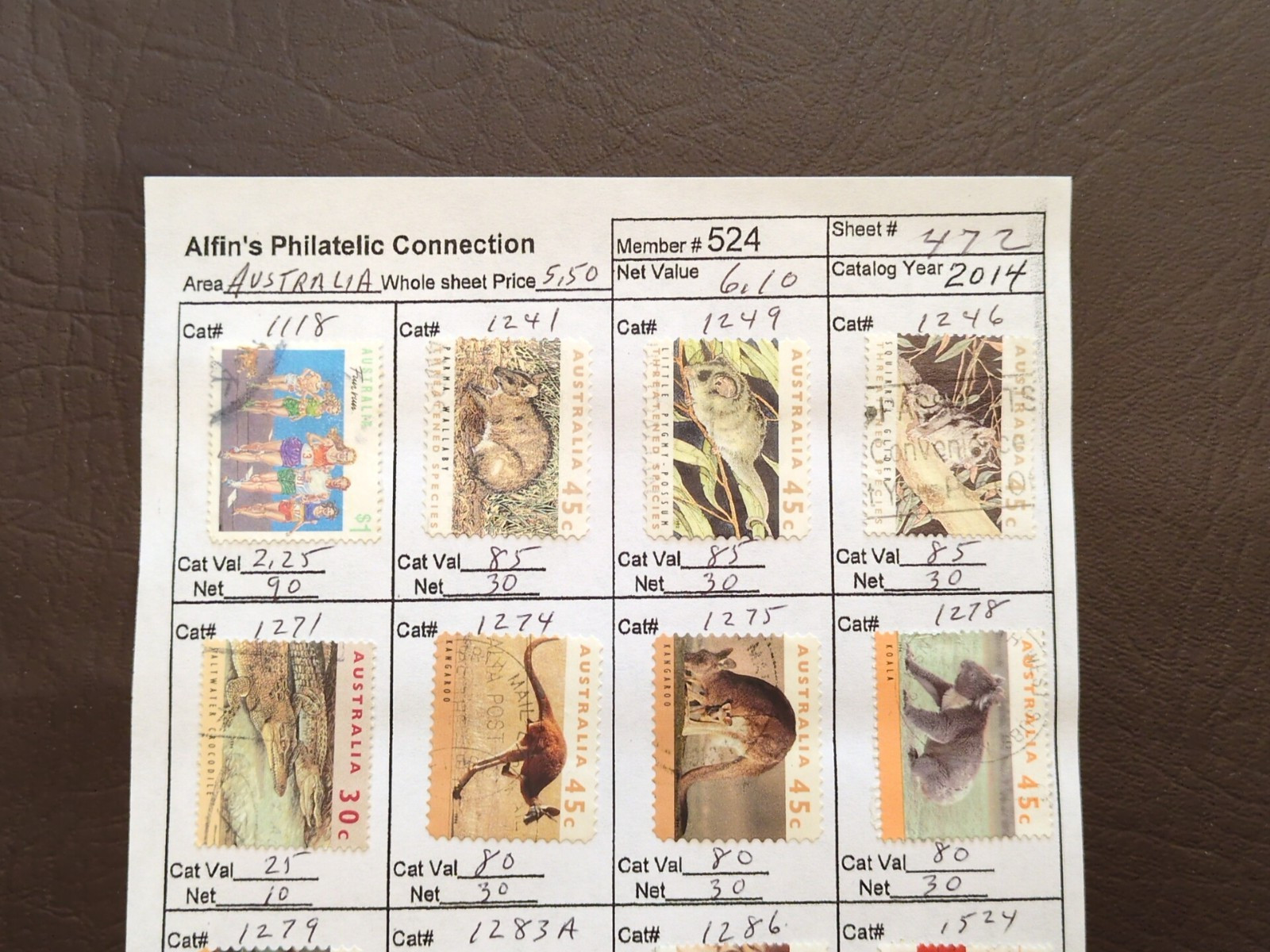 APC W5105 Australia on circuit sheets all identified sc over $80