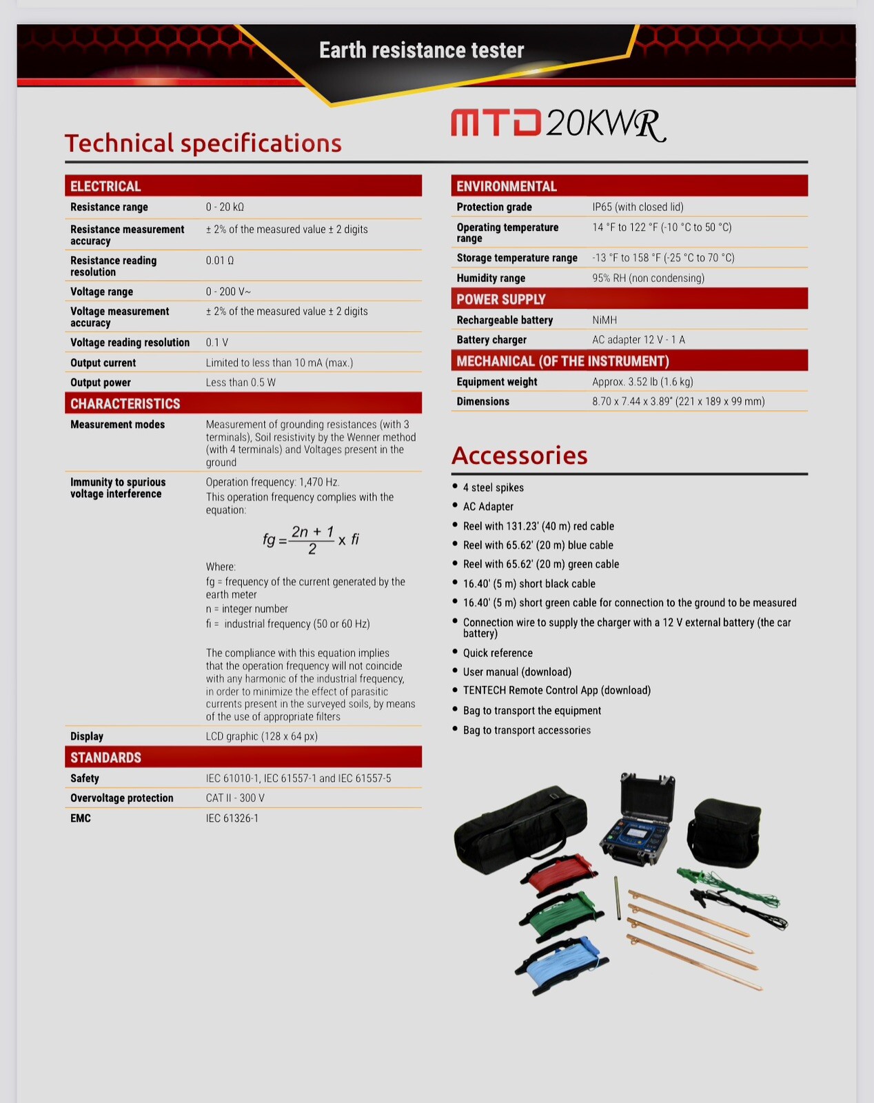 Tentech Megabras MTD20KWR Earth Tester Telurometer 20kV Digital Reliable