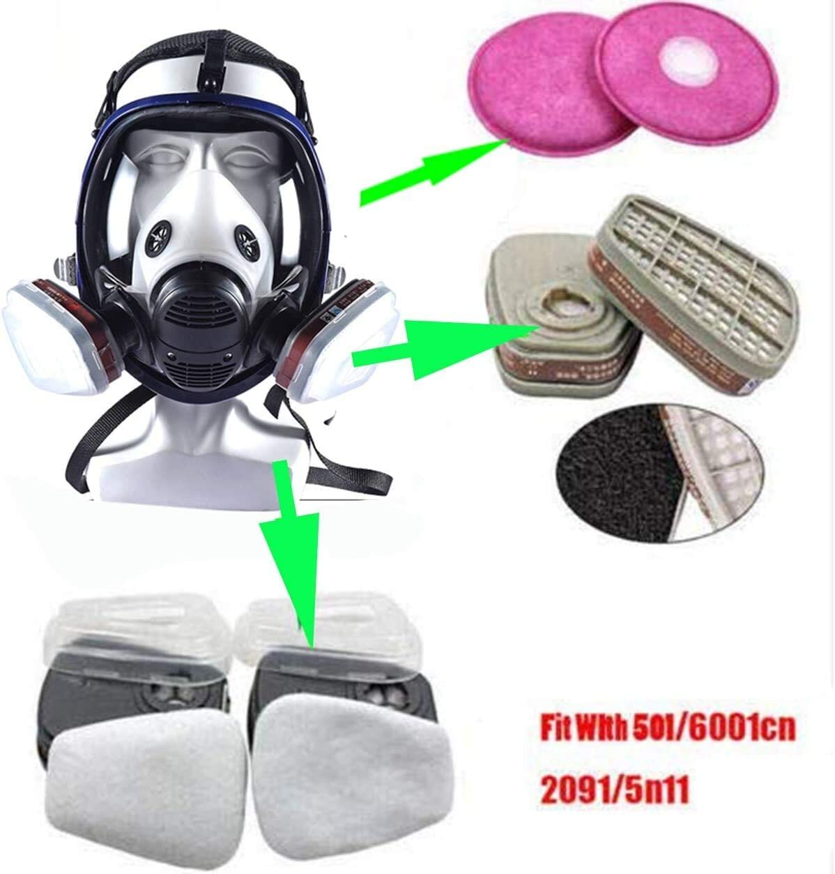 Large Respirator Gas Mask 15 in 1 Full Face Spraying Painting For 6800 Facepiece