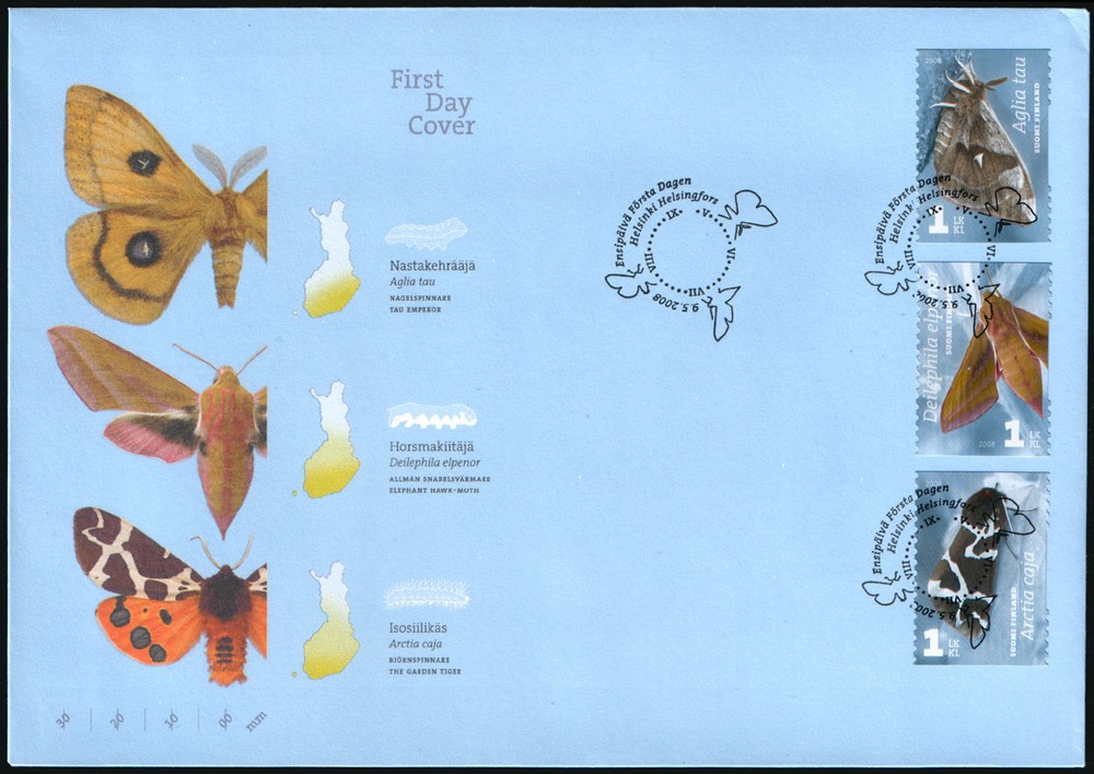 Finland FDC 2008 Moths (3) Mint