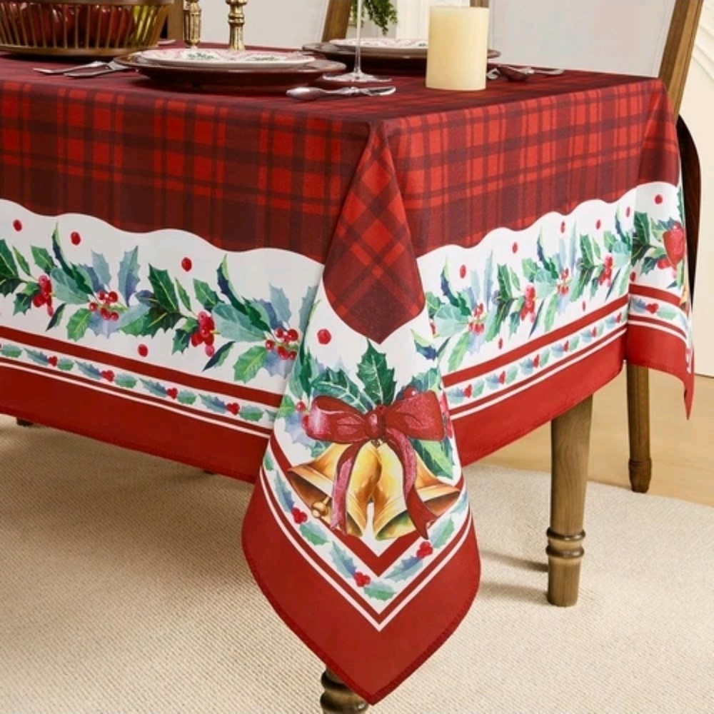 Romanstile Christmas Checkered Rectangle 60 x 102 (Rectangular), Holly-red