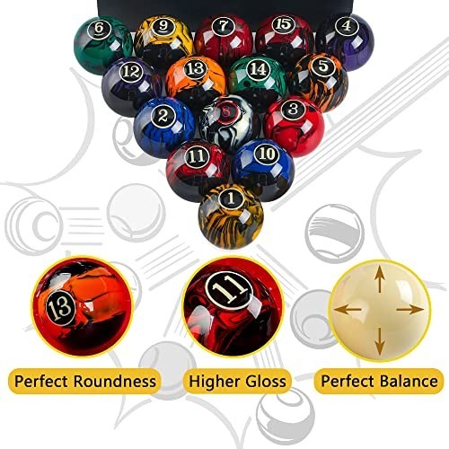 Regulation 2-1/4" Billiard Balls Set - 16 Premium Pool Table Accessories