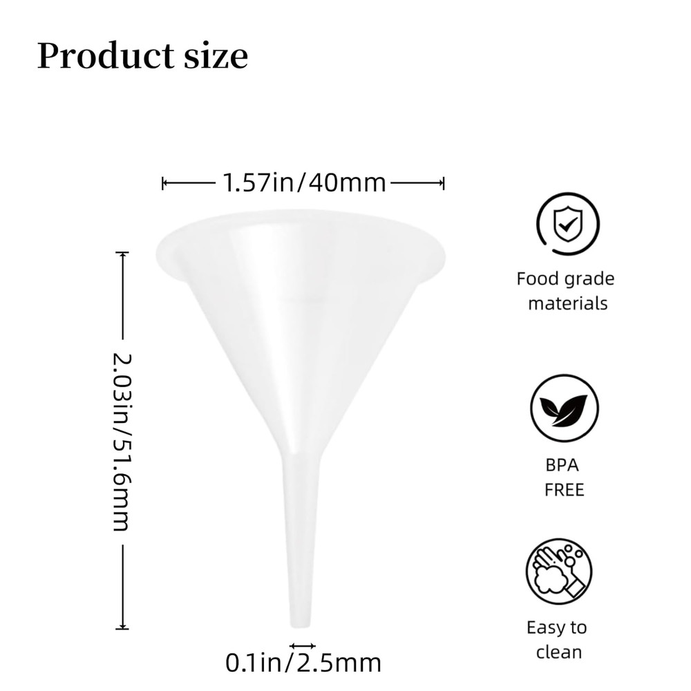 12 Pcs Tiny Funnel & Mini Funnel Polypropylene Narrow Neck for Essential Oils, P