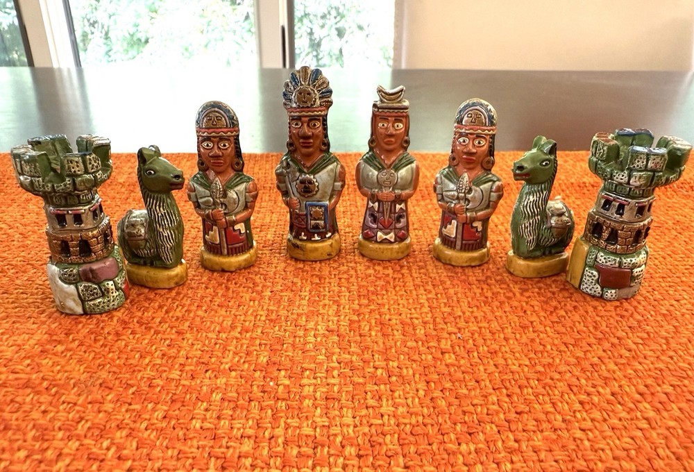 Chest Set Inca Warriors & Spaniards Hand-painted Ceramic