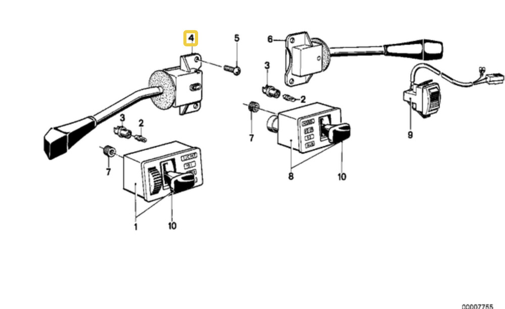 Steering column switch for BMW E-23