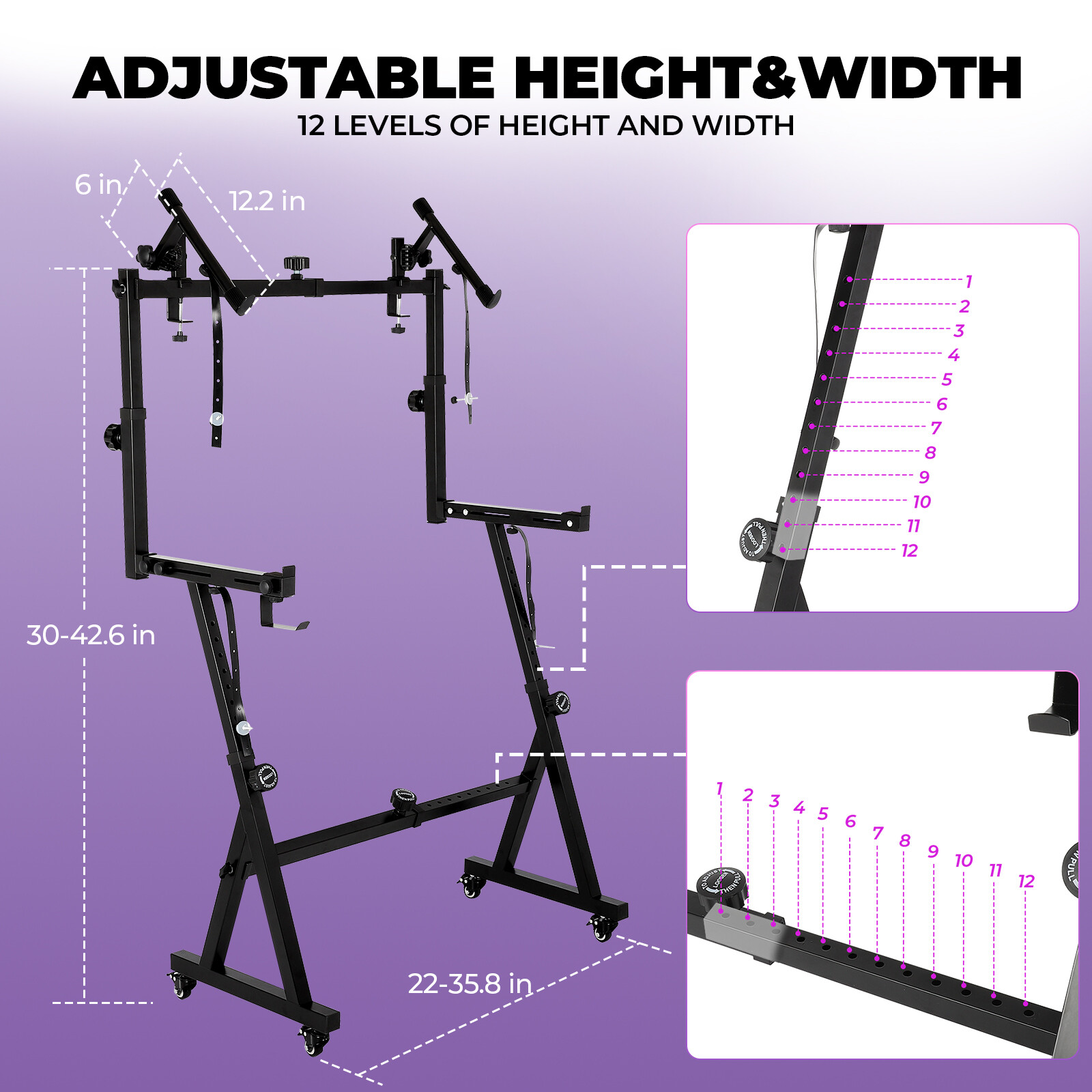 Dual Piano Keyboard Stand, Z Style Portable and Adjustable Piano Stand