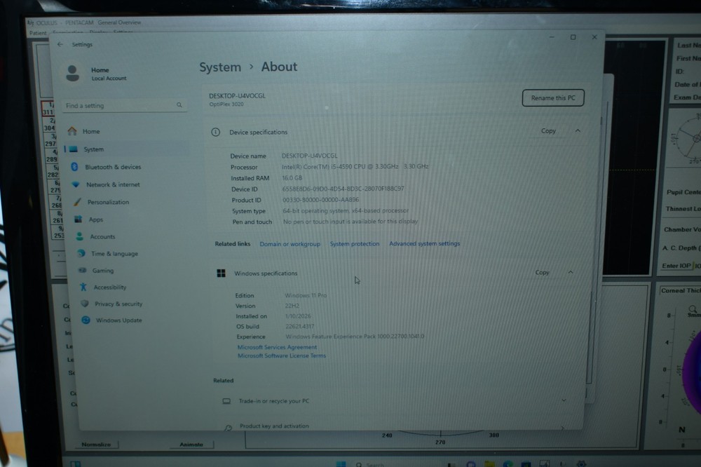Oculus Pentacam Classic with WIn 11