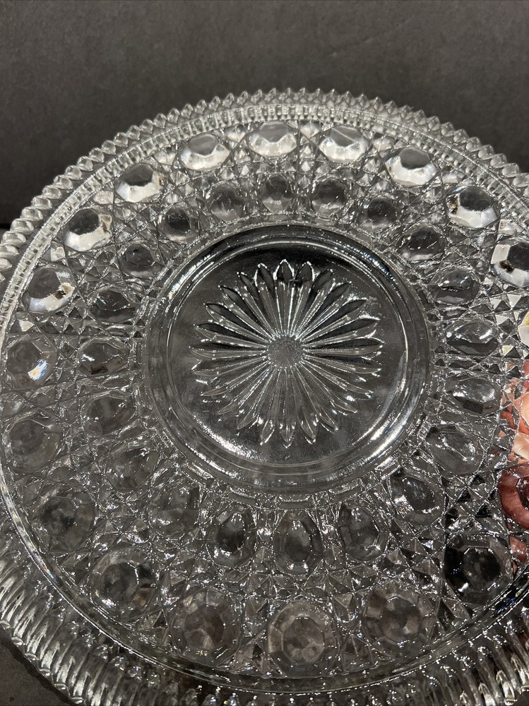 Vintage Pressed Glass serving cake Dish Tray 11" Diameter