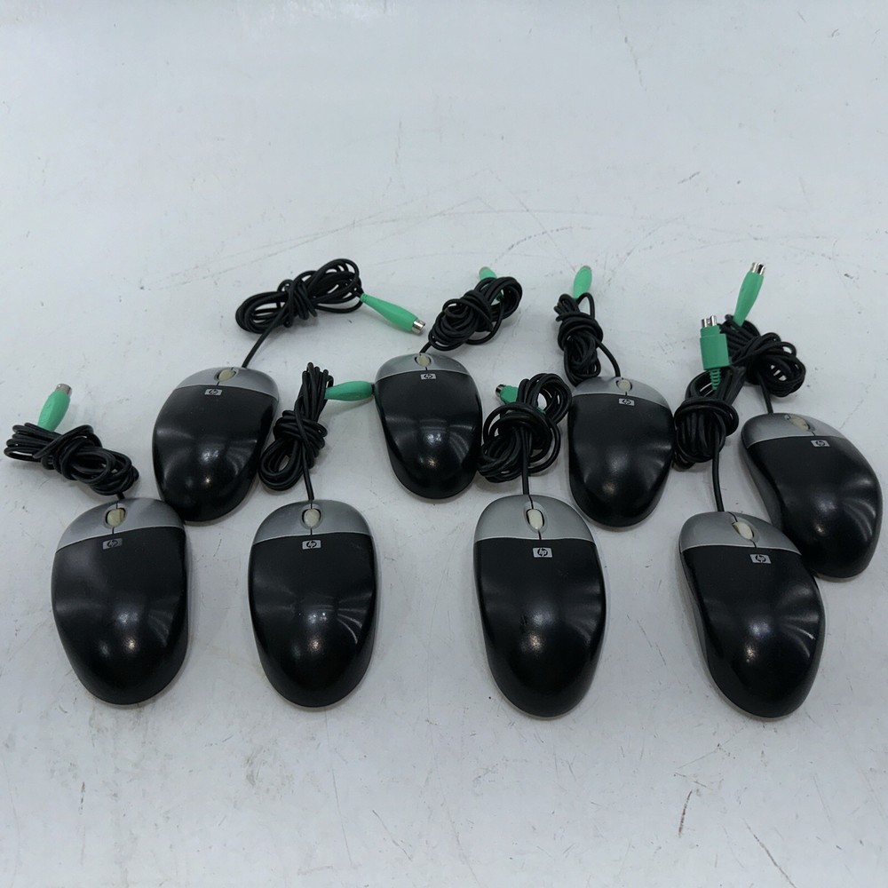 Lot 8 OEM HP M-SBF96 Silver/Black Three Button PS/2 Optical Scroll Wheel Mouse