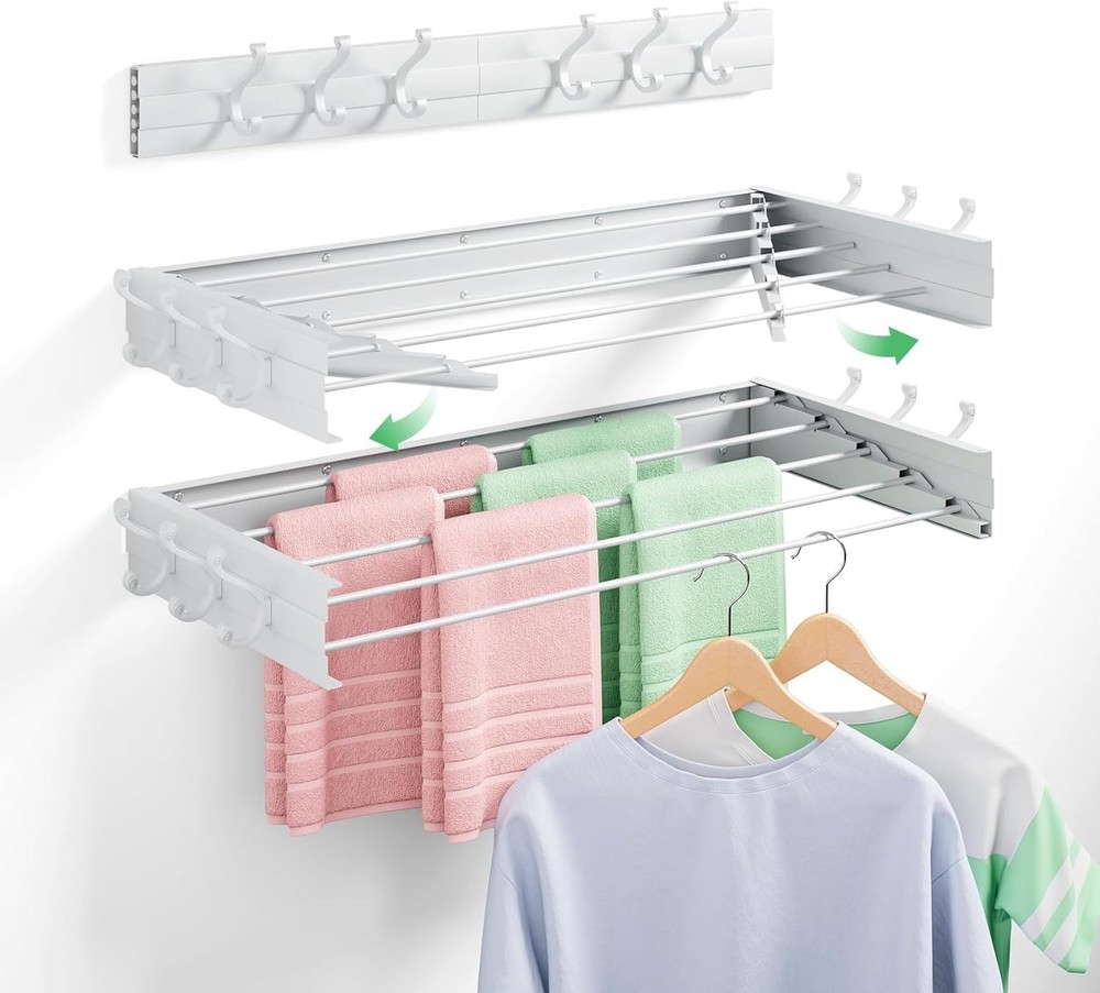 Elegant 31.5'' Wall-Mounted Clothes Drying Rack - Space-Saving & Stylish